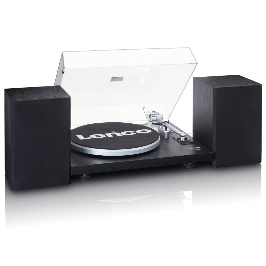 Giradischi Lenco LS-500 Hi-Fi Con Bluetooth, Altoparlanti Esterni 2x30W RMS, Trasmissione A Cinghia, Auto Stop E Preamplificatore – Mobile MDF Nero